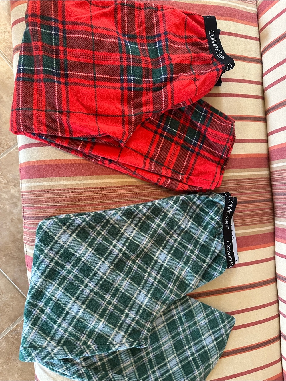 Calvin Klein Kids Red & Green Plaid Pajama Bottoms